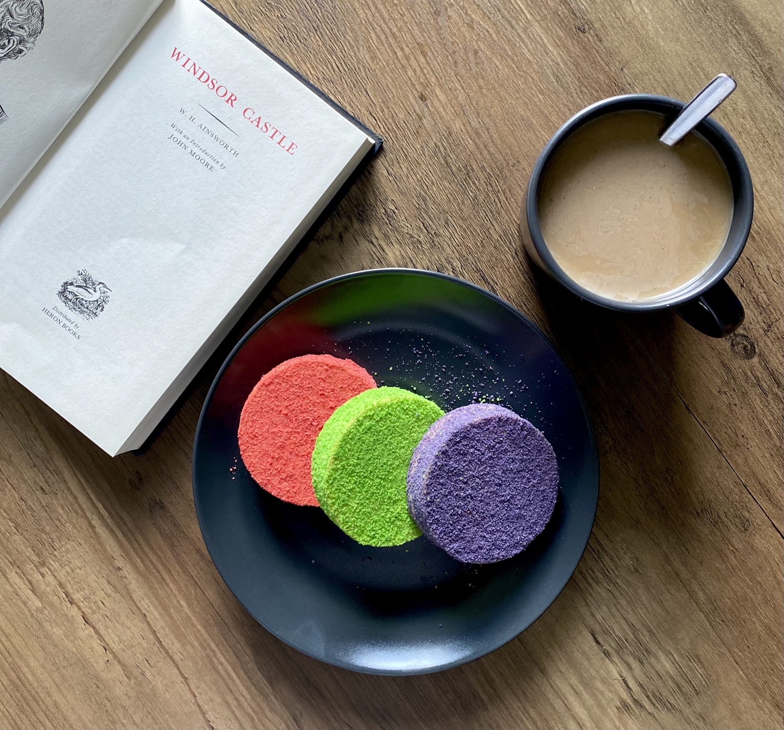 Colourful Silvanas served with coffee and a book